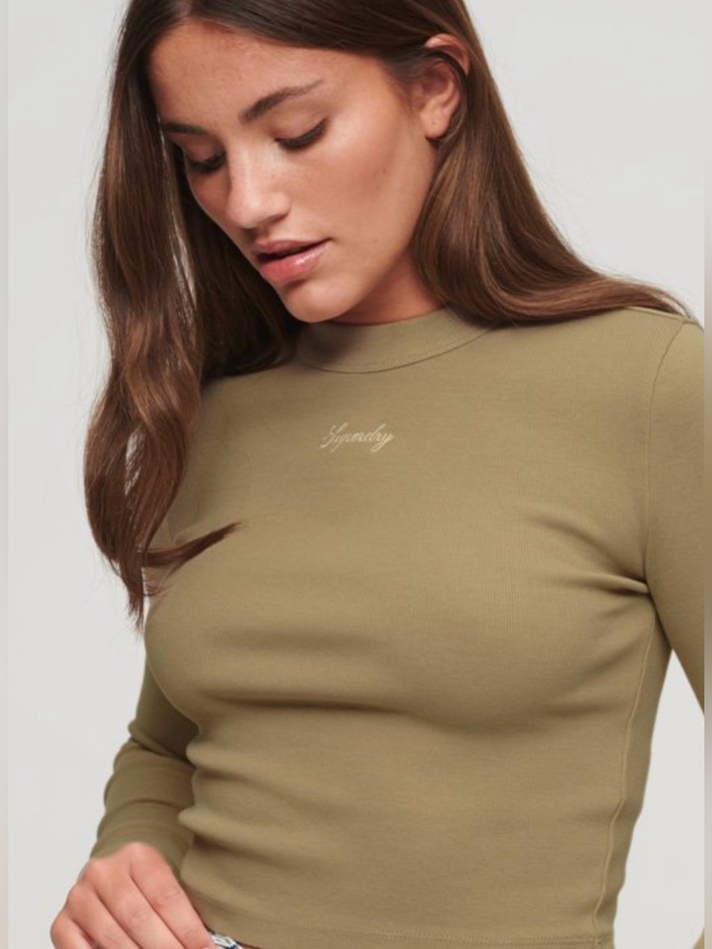 Superdry Women's Rib Fitted Brown T-Shirt